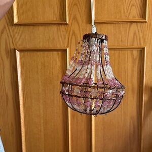 Beaded Pink and Clear Mini Chandelier Pendant electric light works